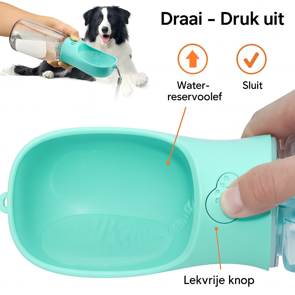 Draagbare Honden Drinkfles met Voerbak