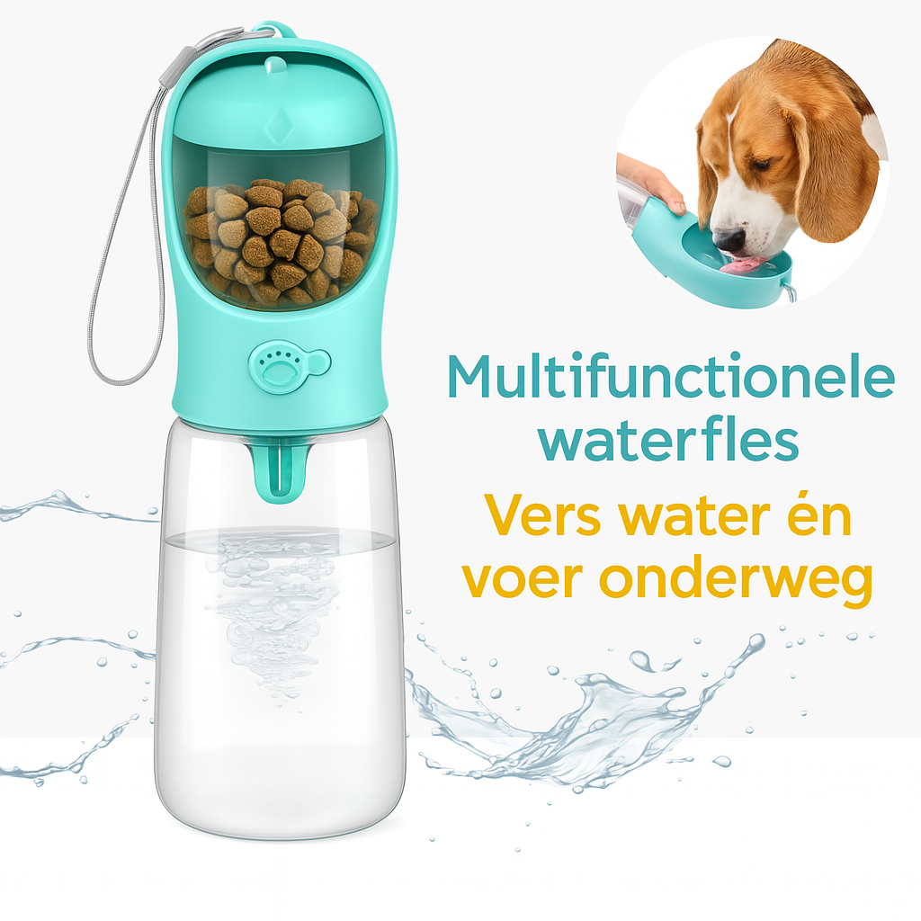 Draagbare Honden Drinkfles met Voerbak