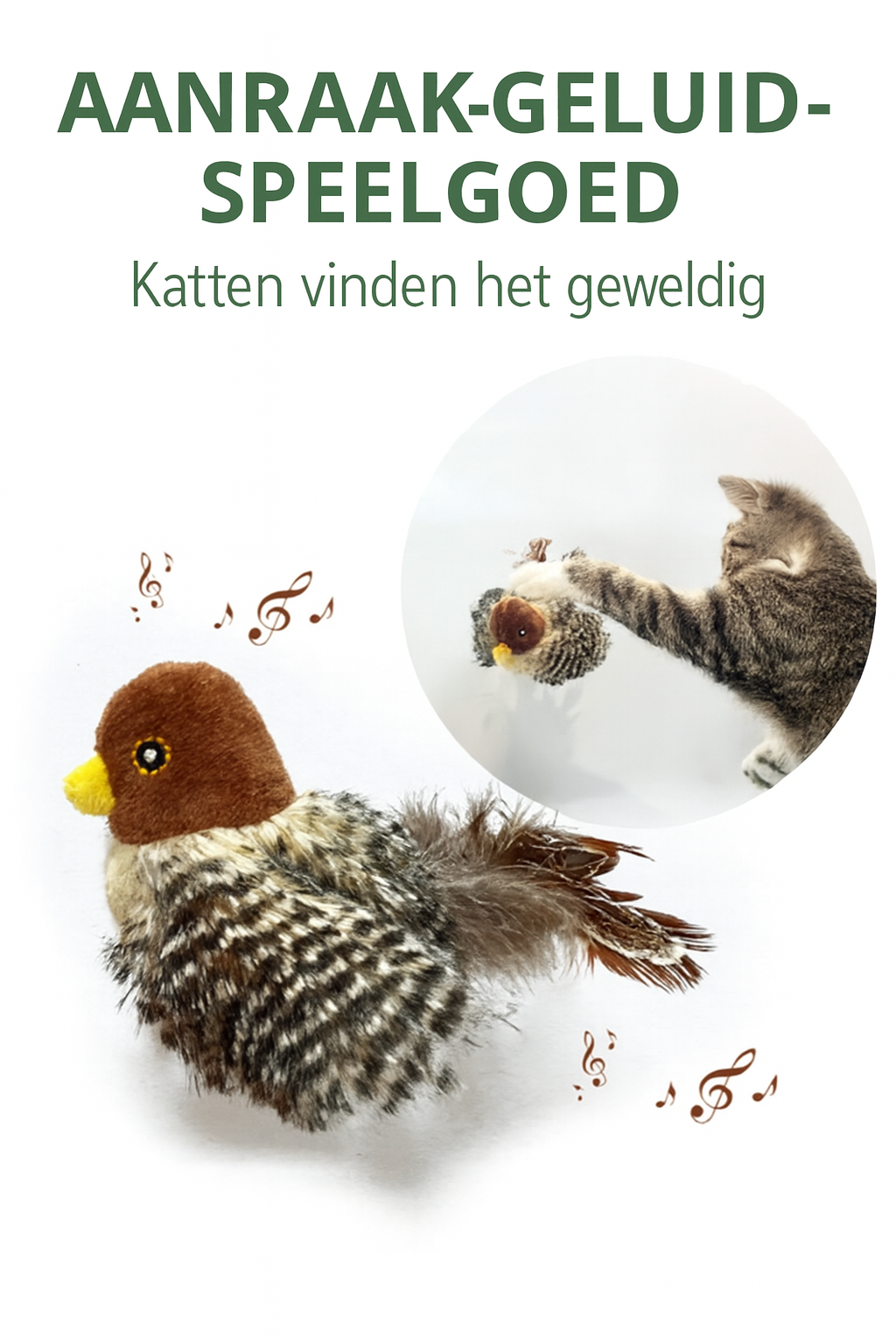 Pluche Vogel met Geluid & Veer – Realistisch Kwetterend