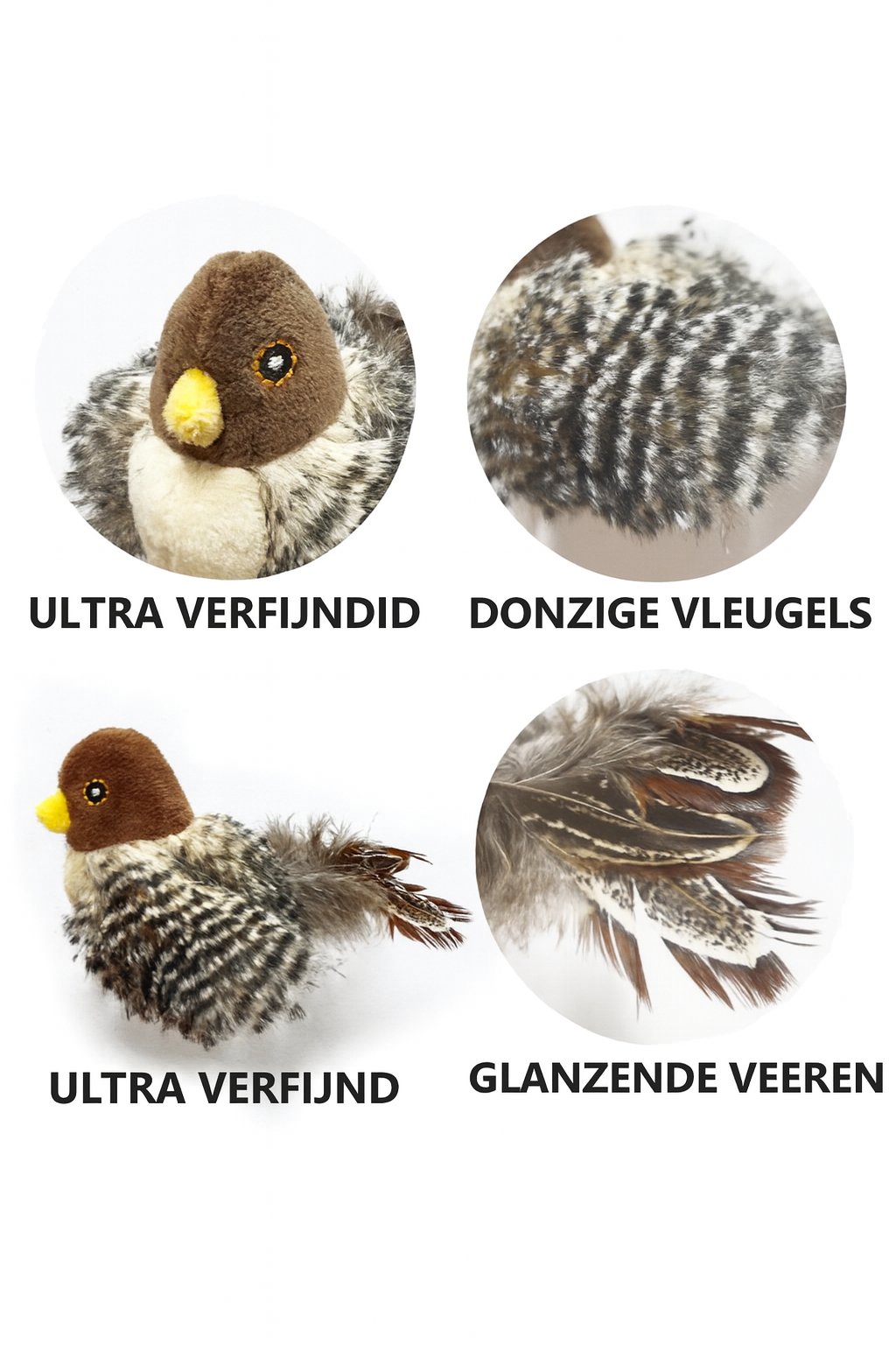 Pluche Vogel met Geluid & Veer – Realistisch Kwetterend
